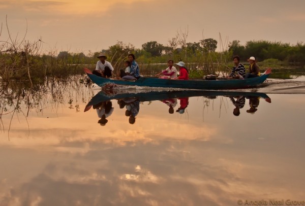 Sunrise on Tonle Sap lake Cambodia